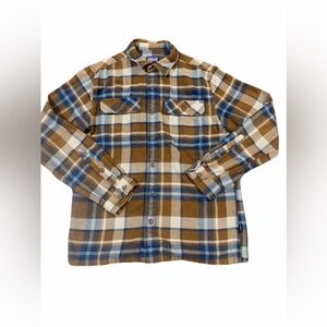Patagonia Mens Small Fjord Flannel Shirt Midweight Long Sleeve Button Up Brown